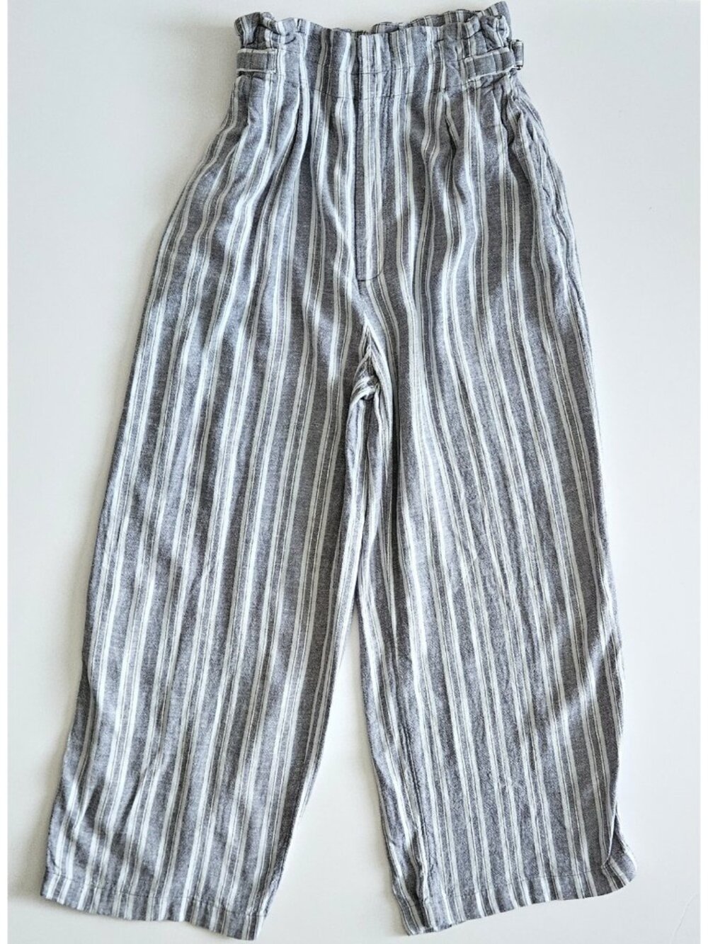 Abercrombie & Fitch M Womens Chambray Blue Stripe Linen Beach Pants